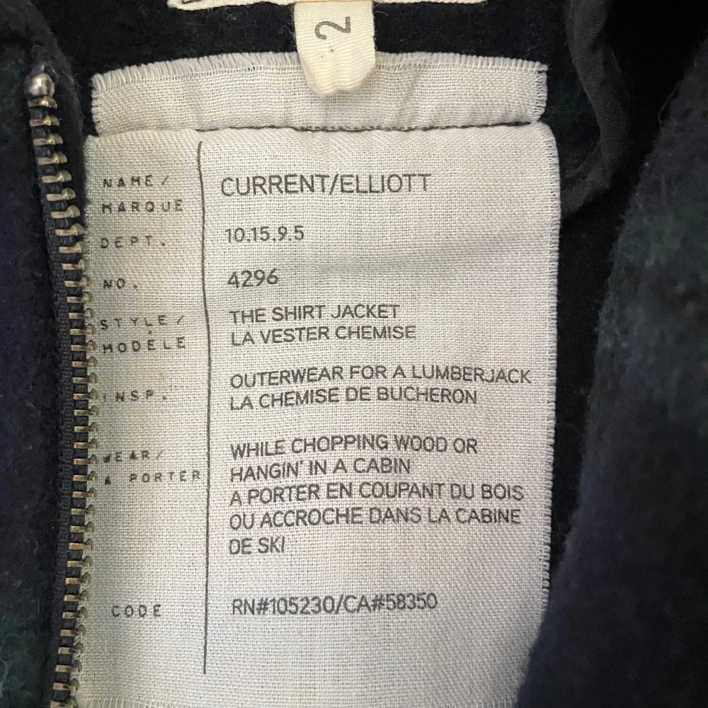 NWOT CURRENT/ELLIOTT Wool Felt Plaid Shirt Jacket - Picture 5 of 8